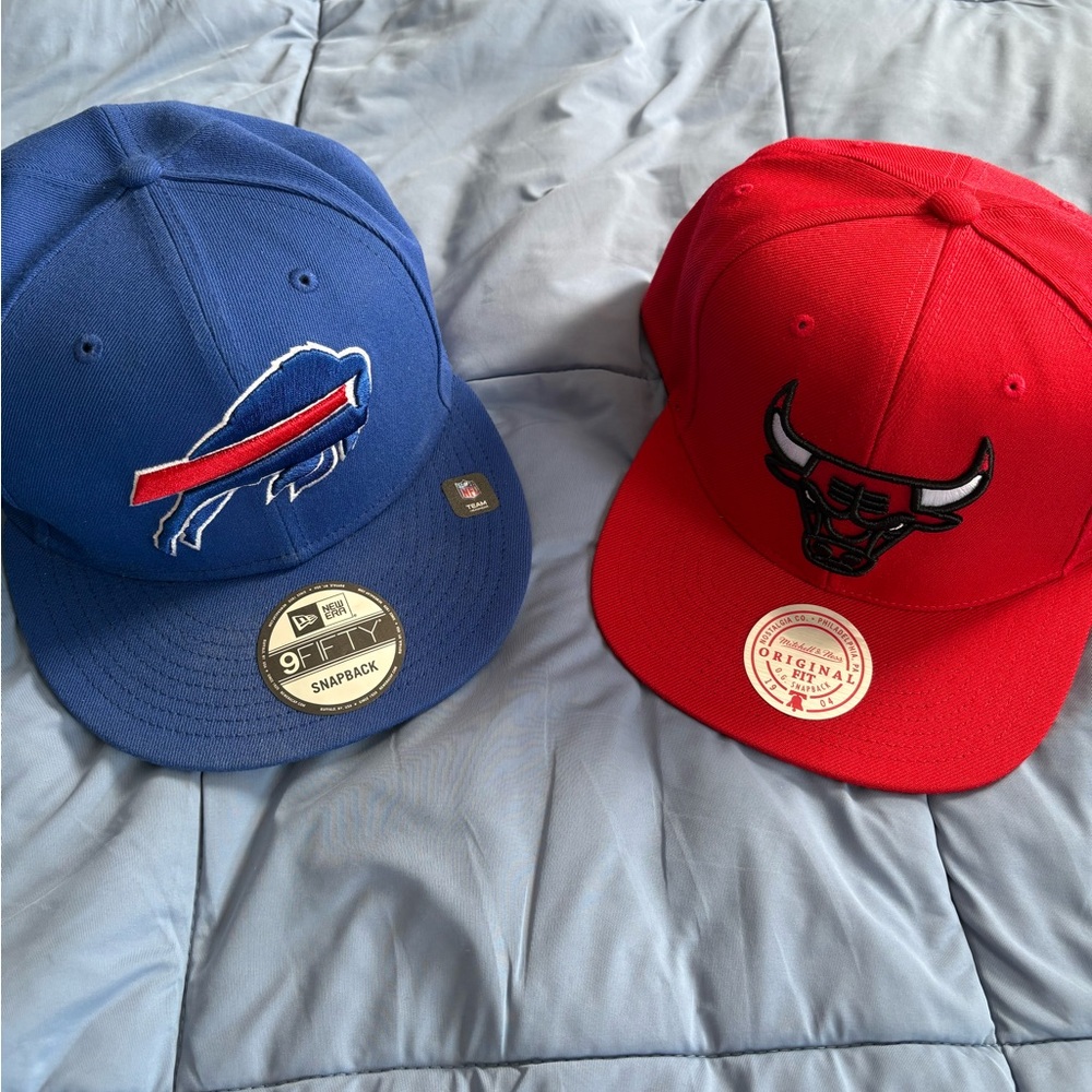 New Era Buffalo Bills & Chicago Bulls Snapback Hats - Blue & Red